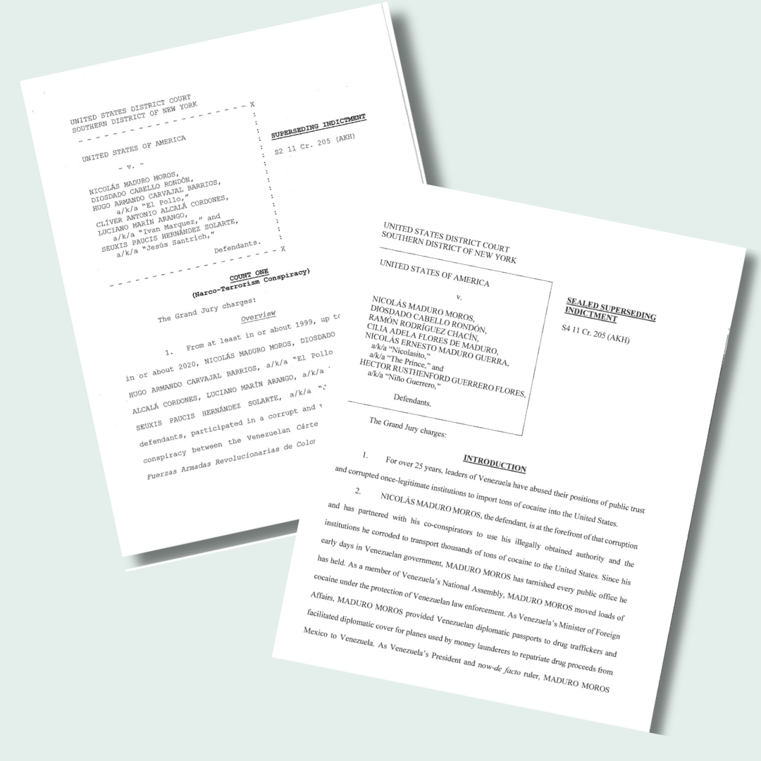 Os documentos da acusação contra Maduro